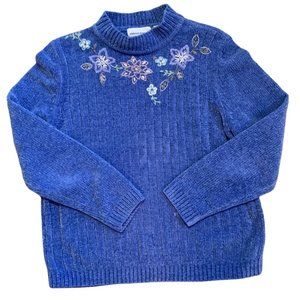 Vintage Alfred Dunner Soft Floral Embroidered Grandmacore Sweater